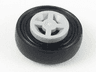 Wheel 8mm D. x 6mm with Black Tire 14mm D. x 4mm Smooth Small Single (4624 / 3139)