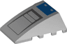 Wedge 4 x 4 Triple Curved No Studs with Blue Rectangle and Dark Bluish Gray Air Intake Vent Pattern