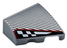 Wedge 2 x 2 x 2/3 Right with Silver Diagonal Stripes and Black and White Checkered Stripe with Red Outline Pattern
