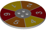 Tile, Round 8 x 8 with 4 Studs in Center with Spinner Numbers Pattern