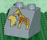 Duplo, Brick 2 x 2 x 1 1/2 Slope 45 with Africa Map and Giraffe Pattern