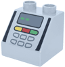 Duplo, Brick 2 x 2 x 1 1/2 Slope 45 with Keypad, Yellow, Blue and Green Buttons, Dark Bluish Gray Screen with Dashes Pattern