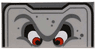 Tile 2 x 4 with Angry Red Eyes, Unibrow, Black and Dark Bluish Gray Border and Spots Pattern (Super Mario Thwomp Upper Face)