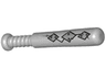 Minifigure, Utensil Baseball Bat 4L with 3 Metallic Silver Diamond Panels with Rivets Pattern