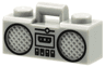 Minifigure, Utensil Radio Boom Box with Bar Handle with Black Cassette Player, Switches and Rimmed Speakers Pattern