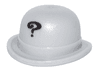 Minifigure, Headgear Hat, Bowler with Black Question Mark Pattern