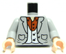 Torso Suit Jacket Open with Lapels and Pockets over White Vest with Black Buttons and Dark Orange Shirt, Light Nougat Neck Pattern / Light Bluish Gray Arms / Light Nougat Hands