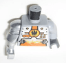 Torso Agents Villain Magma Silver Front Panel Pattern / Light Bluish Gray Arm and Dark Bluish Gray Hand Left / Metallic Silver Mech Arm and Claw Right