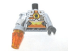 Torso Agents Villain Magma Silver Front Panel Pattern / Light Bluish Gray Arm and Dark Bluish Gray Hand Left / Metallic Silver Mech Arm and Trans-Orange Cone Right