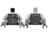 Torso Power Miners Silver Body Armor Front and Back, Drill on Upper Left Pattern / Light Bluish Gray Arms / Dark Bluish Gray Hands