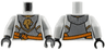 Torso Castle Kingdoms Armor Breastplate with Gold Lion Head, Belt Front and Back Pattern / Light Bluish Gray Arms / Dark Bluish Gray Hands