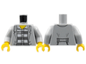 Torso Town Prisoner Jacket over Shirt with Buttons and Dark Bluish Gray Prison Stripes Pattern / Light Bluish Gray Arms / Yellow Hands