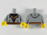 Torso Jacket Hoodie with Orange Zipper, Drawstrings, and Waistband over Dark Blue T-Shirt Pattern / Light Bluish Gray Arms / Yellow Hands
