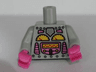 Torso Robot with Silver Rivets, Yellow Gauges, Dark Pink Screen Pattern / Light Bluish Gray Arms / Dark Pink Hands