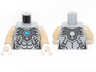 Torso Chima Silver Armor with Straps and Blue Round Jewel (Chi) Pattern / Tan Arms / White Hands