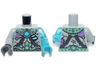 Torso Armor, Chains and Dark Azure Chi Pattern / Trans-Light Blue Arm Left / Light Bluish Gray Arm Right / Dark Azure Hand Left / Dark Bluish Gray Hand Right