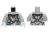 Torso Tiger Fur with Chains, Spiked Collar, Padlock and Blue Round Jewel (Chi) Pattern / Light Bluish Gray Arms / White Hands