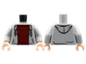 Torso Hoodie Open with Pockets and Dark Bluish Gray Drawstrings over Dark Red Shirt Pattern / Light Bluish Gray Arms / Light Nougat Hands