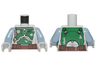 Torso SW Mandalorian Armor Plates Dark Green Pattern Dual Sided, Small Emblem on Chest (Boba Fett) / Sand Blue Arms / Light Bluish Gray Hands