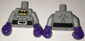 Torso Batman Logo in Yellow Oval with Muscles and Black Belt with Bat on Buckle Pattern / Light Bluish Gray Arms / Dark Purple Boxing Gloves