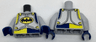 Torso Silver Armor Plates with Black Batman Logo in Gold Oval Pattern / Light Bluish Gray Arms / Dark Blue Hands