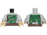 Torso SW Mandalorian Armor Plates Dark Green Pattern Dual Sided, Gray and Olive Green Patches (Boba Fett) / Light Bluish Gray Arms / Tan Hands