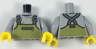 Torso Overalls Olive Green with Zipper over Shirt with Dirt Stains Pattern / Light Bluish Gray Arms / Yellow Hands