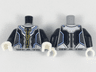 Torso Armor with Gold and Bright Light Blue Trim, Black and Dark Bluish Gray Panels Pattern / Black Arms / White Hands