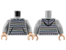 Torso Hoodie with Bright Light Yellow, Bright Pink, and Bright Light Blue Horizontal Stripes, Wide Front Pocket Pattern / Light Bluish Gray Arms / Light Nougat Hands