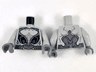 Torso Alien with Silver and Black Armor, Dark Bluish Gray Muscles Outline Pattern / Light Bluish Gray Arms / Dark Bluish Gray Hands