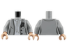 Torso Female Open Jacket with 3 Buttons, Silver Cat Pin, White Blouse and Scarf Pattern / Light Bluish Gray Arms / Light Nougat Hands