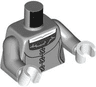 Torso Female Dress with Silver Collar and Fasteners and White Top Pattern / Light Bluish Gray Arms / White Hands