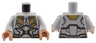 Torso Female Armor with Gold Plates over White Shirt with Dark Bluish Gray Stripes Pattern / Light Bluish Gray Arms / Medium Nougat Hands