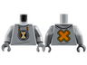 Torso Hoodie, Orange Drawstrings, White Hourglass with Bright Light Orange Sand, 'X' on Back Pattern / Flat Silver Arm Left / Light Bluish Gray Arm Right / Flat Silver Hand Left / Dark Bluish Gray Hand Right