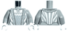 Torso Female Dress with Dark Silver Hearts, Silver Pendant, Dots and Stripes, Dark Bluish Gray Hem Lines and Creases Pattern / Light Bluish Gray Arms / White Hands