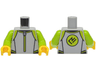 Torso Wetsuit with Lime and Black Panels and Trim, Dark Silver Zipper, Symbol in Circle on Back Pattern / Lime Arms / Yellow Hands