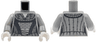 Torso Female Dress with Silver Stripes with Dots and Lines, Silver Lace Front Panel with Leaves, White Neck Pattern / Light Bluish Gray Arms / White Hands