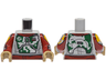 Torso SW Mandalorian Dark Green Armor with Silver Emblem and Battle Damage, Dark Red Rectangle Pattern / Dark Red Arms with Armor Pattern / Dark Tan Hands