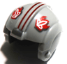 Minifigure, Headgear Helmet SW Rebel Pilot with Red T-16 Skyhopper Pilot Logo and Two Dark Red Stripes Pattern