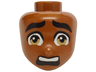 Mini Doll, Head Friends with Black Thick Eyebrows, Dark Tan Eyes, and Scared Open Mouth with Teeth Pattern