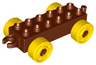 Duplo Car Base 2 x 6 with Open Hitch End and Yellow Wheels with Fake Bolts