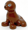 Seal, Mini Doll Style, Sitting with Black Nose and Eyelashes, Medium Blue Eyes Pattern
