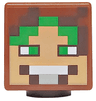 Minifigure, Head, Modified Cube with Pixelated Nougat Face, Bright Green Eyes and Hair, Light Bluish Gray Mouth with White Teeth Pattern (Minecraft Wolf Tamer / Gold Hunter)