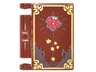 Minifigure, Utensil Book Cover with Gold Border and Star Constellation, Dark Brown Stains, Red Shining Crystal Pattern