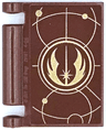 Minifigure, Utensil Book Cover with Gold Circles, Curved Lines, Dots, and SW Jedi Order Insignia Pattern