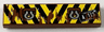Tile 1 x 4 with Black and Yellow Danger Stripes, Silver Tow Rings and 'A-113' (Yellow Corners) Pattern