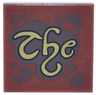 Tile 2 x 2 with Dark Brown Spots and Splatters and Gold Script 'The' Pattern