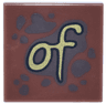 Tile 2 x 2 with Dark Brown Spots and Splatters and Gold Script 'of' Pattern