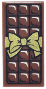 Tile 1 x 2 with Candy Bar Chocolate Blocks and Gold Bow Pattern
