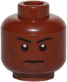 Minifigure, Head Black Eyebrows, Dark Brown Small Cheek Lines, Jowl Lines, Chin Dimple and Forehead Crease, Stern Pattern